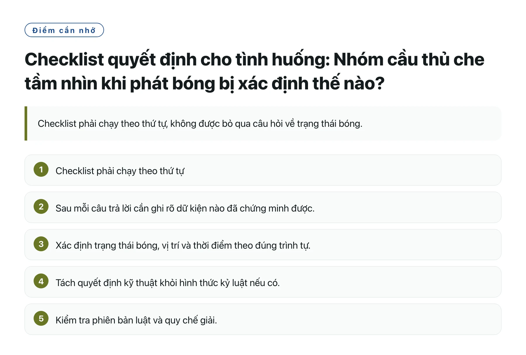 Checklist quyết định cho tình huống: Nhóm cầu thủ che tầm nhìn khi phát bóng bị xác định thế nào?——全文要点速览